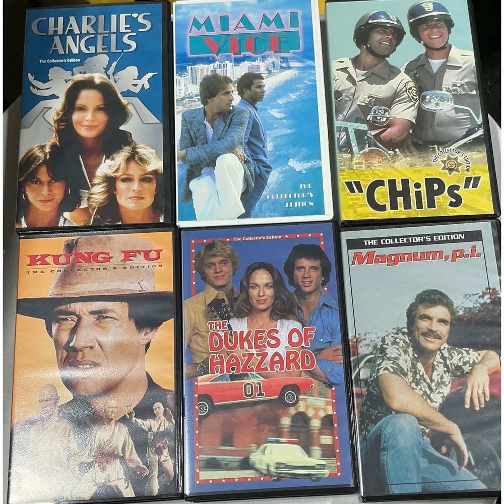 Vintage TV Series VHS Lot Charlie Angels CHiPs Magnum PI Miami Vice Kung Fu 80s